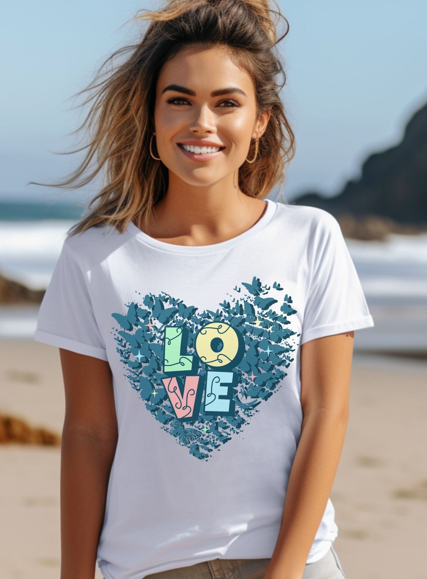 Butterfly Love Heart 'Loveflutter' - T-Shirt - Albro Designs  # 