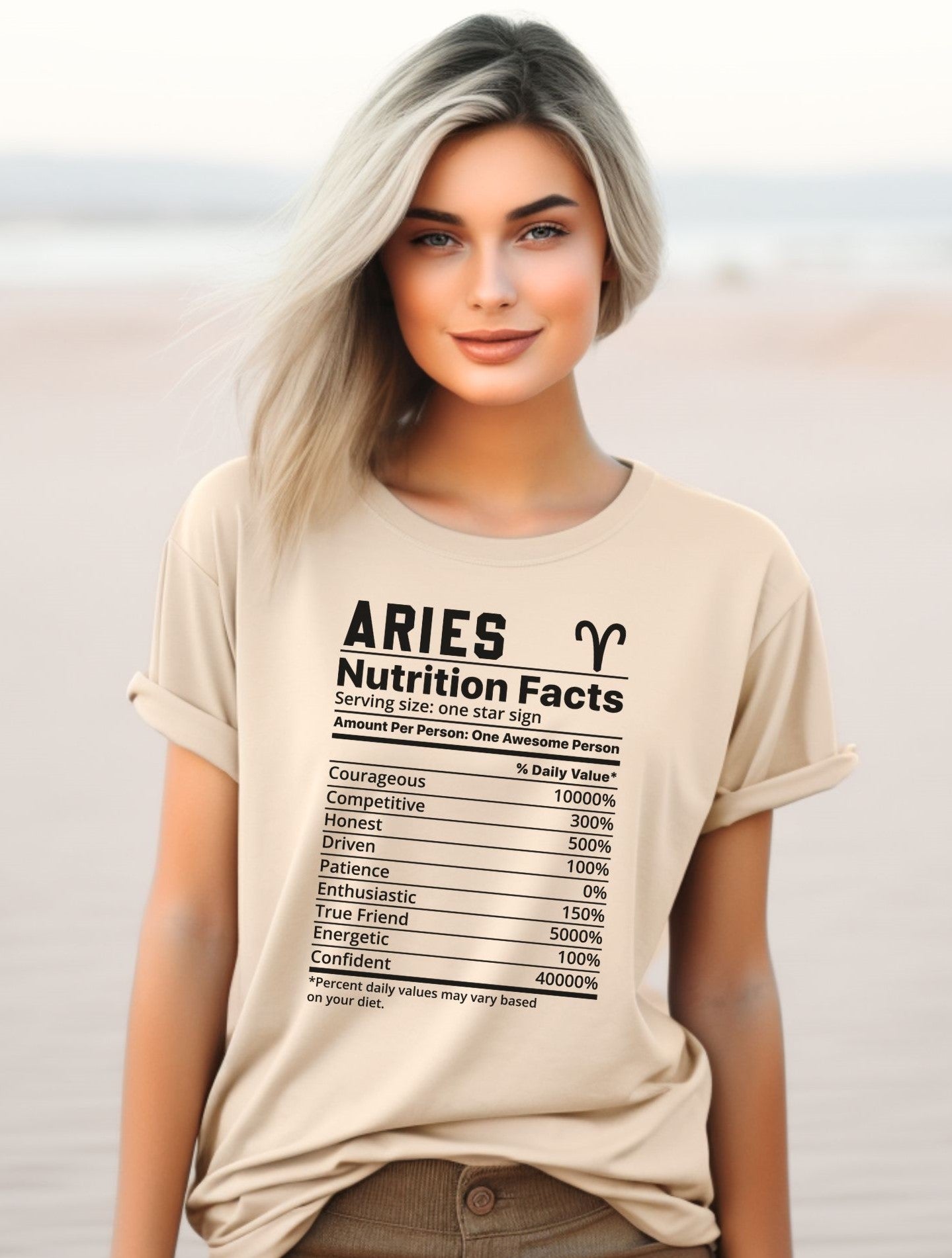 Zodiac Nutrition Facts -  T-Shirt (Aries) - Albro Designs  # 