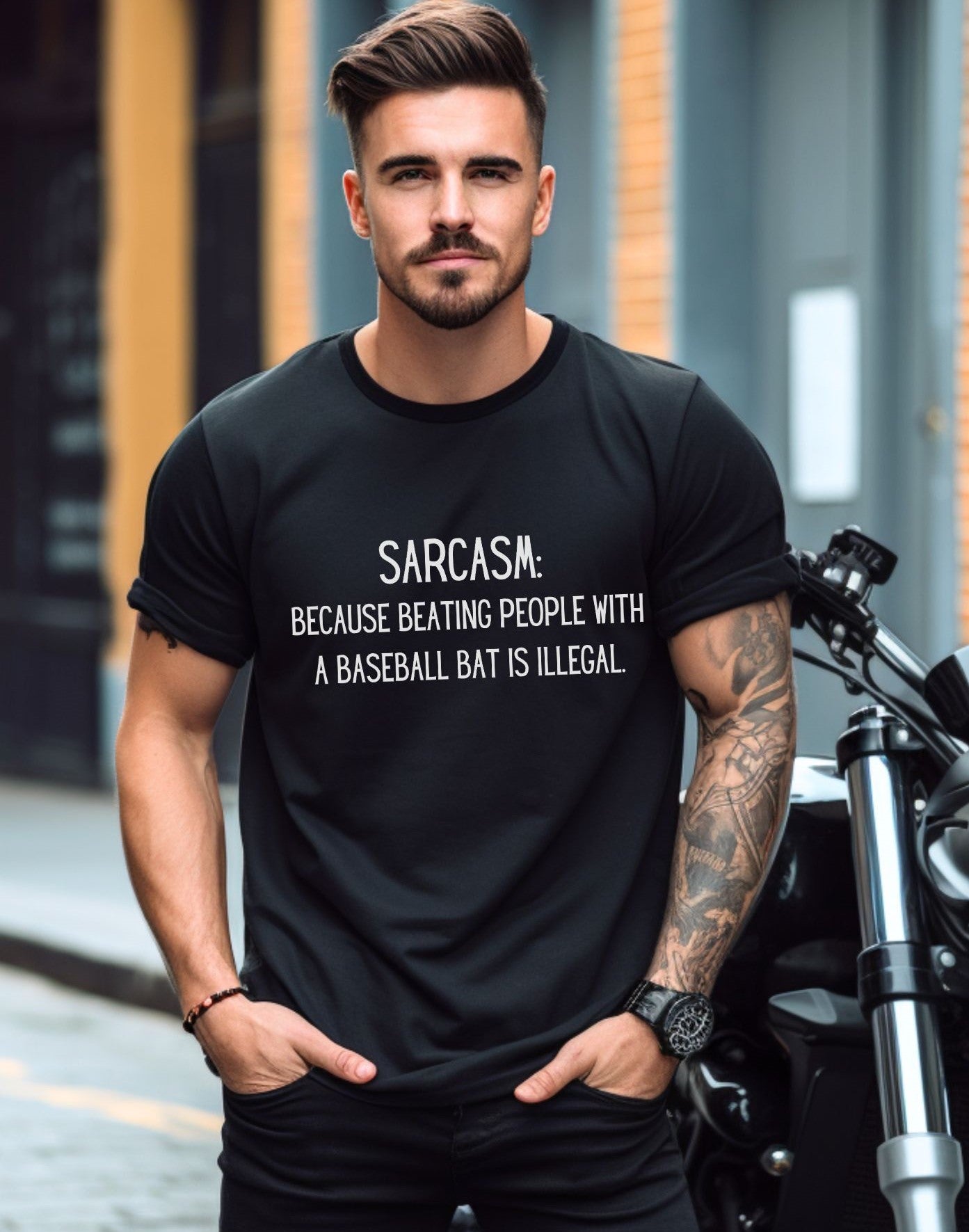 Sarcasm Baseball Bat - T-Shirt - Albro Designs  # 