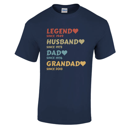 Legend, Husband, Dad, Grandad Custom Date - T-Shirt - Albro Designs  # 